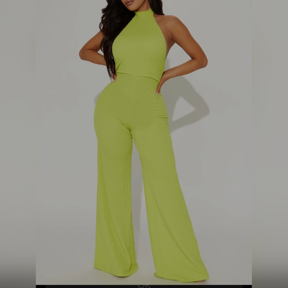 Fashion Nova Kandice Backless Jumpsuit - Lime